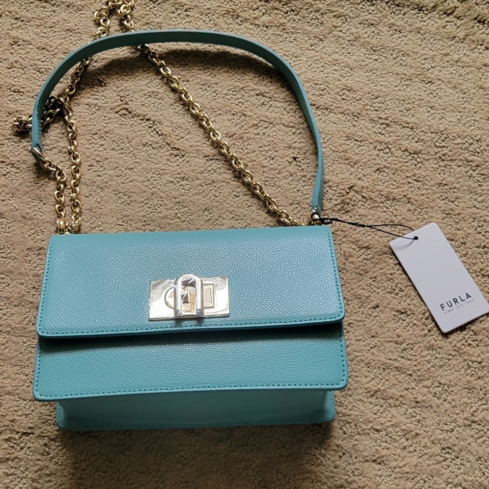 Brand new Furla 1927 light blue crossbody purse